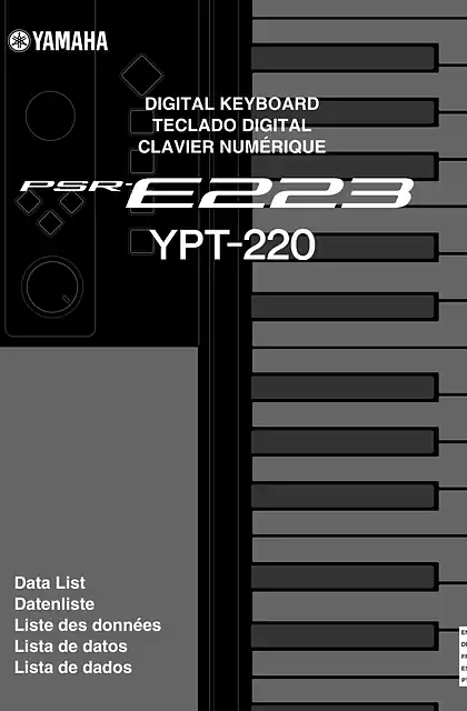 yamaha雅马哈PSR-E223 YPT-220 Data List